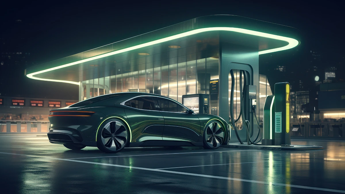 futuristic ev car charging